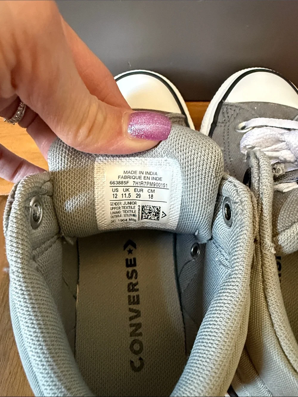 Converse Kids Gray High Top Sneakers with White Trim
